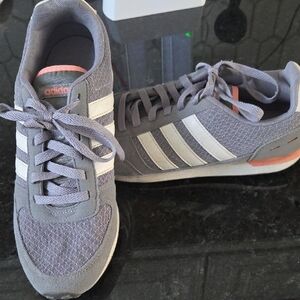Adidas Neo City Racer Women's Gray and White Sneakers with Pink Accents